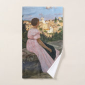 Frederic Bazille - Das rosa Kleid Badhandtuch Set (Handtuch)