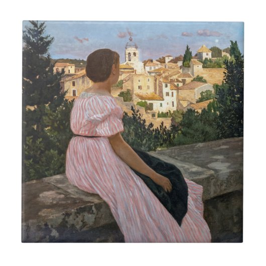Frederic Bazille - Das rosa Kleid Fliese (Vorderseite)