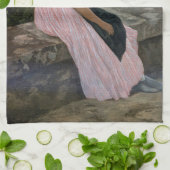 Frederic Bazille - Das rosa Kleid Geschirrtuch (Gefaltet)