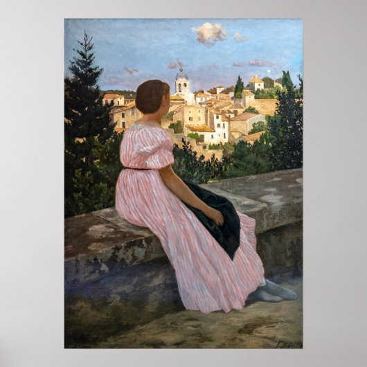 Frederic Bazille - Das rosa Kleid Poster (Vorne)