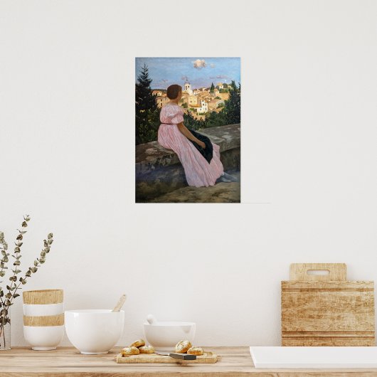 Frederic Bazille - Das rosa Kleid Poster (Küche)