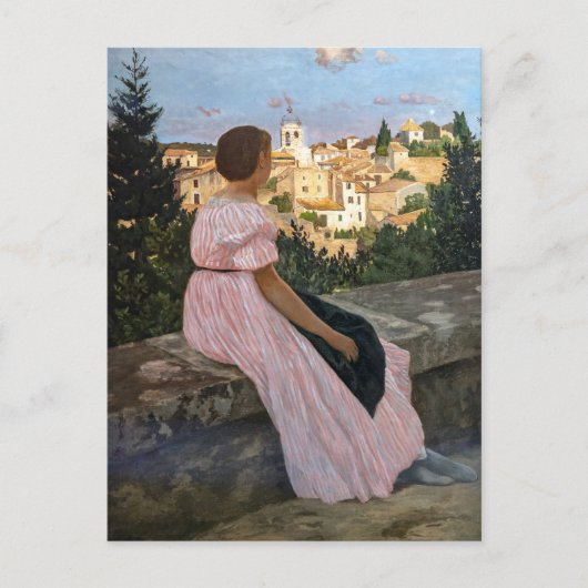 Frederic Bazille - Das rosa Kleid Postkarte (Vorderseite)