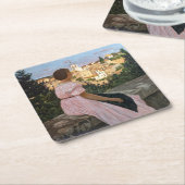 Frederic Bazille - Das rosa Kleid Rechteckiger Pappuntersetzer (angewinkelt)