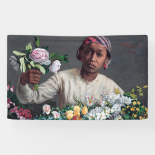 Frederic Bazille - Junge Frau mit Päonien Banner