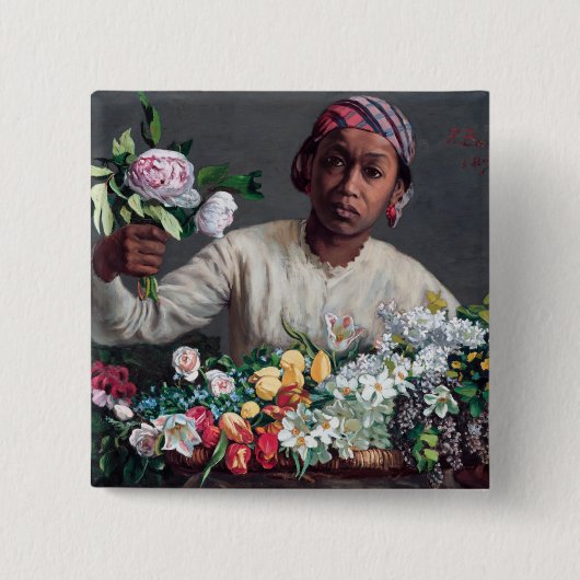 Frederic Bazille - Junge Frau mit Päonien Button (Vorderseite)