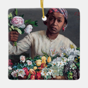 Frederic Bazille - Junge Frau mit Päonien Keramikornament