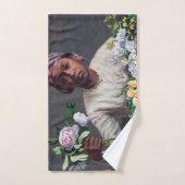 Frederic Bazille - Junge Frau mit Peonies Badhandtuch Set (Handtuch)