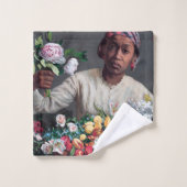 Frederic Bazille - Junge Frau mit Peonies Badhandtuch Set (Waschlappen)