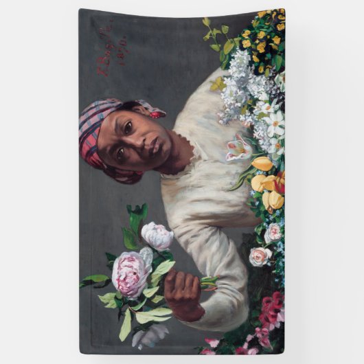 Frederic Bazille - Junge Frau mit Peonies Banner (Vertikal)