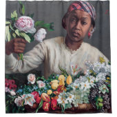 Frederic Bazille - Junge Frau mit Peonies Duschvorhang (Vorderseite)
