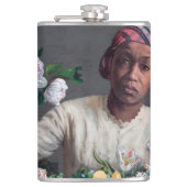 Frederic Bazille - Junge Frau mit Peonies Flachmann (Vorderseite)