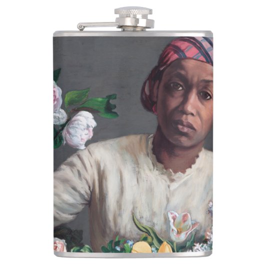 Frederic Bazille - Junge Frau mit Peonies Flachmann (Vorderseite)