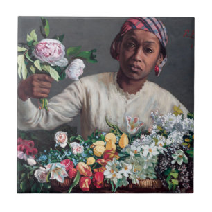 Frederic Bazille - Junge Frau mit Peonies Fliese