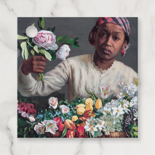 Frederic Bazille - Junge Frau mit Peonies Geschenkanhänger (Vorderseite)