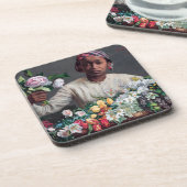 Frederic Bazille - Junge Frau mit Peonies Getränkeuntersetzer (Linke Seite)