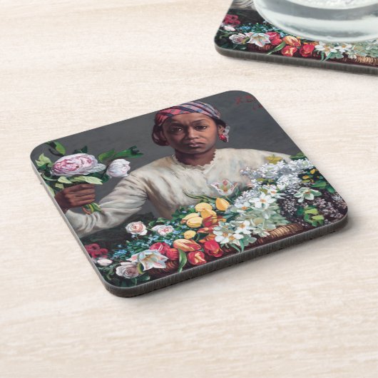 Frederic Bazille - Junge Frau mit Peonies Getränkeuntersetzer (Linke Seite)