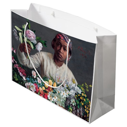 Frederic Bazille - Junge Frau mit Peonies Große Geschenktüte (Rückseite Schrägansicht)