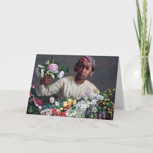 Frederic Bazille - Junge Frau mit Peonies Karte (Vorderseite)