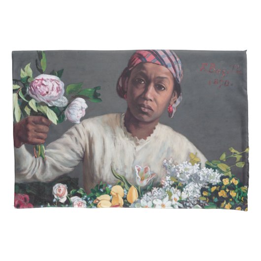 Frederic Bazille - Junge Frau mit Peonies Kissenbezug (Vorderseite)