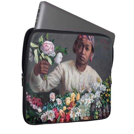Frederic Bazille - Junge Frau mit Peonies Laptopschutzhülle (Vorne Rechts)