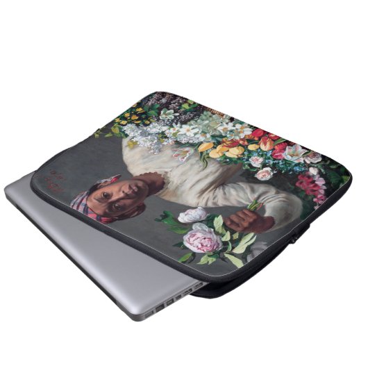 Frederic Bazille - Junge Frau mit Peonies Laptopschutzhülle (Vorne Knopf)