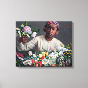Frederic Bazille - Junge Frau mit Peonies Leinwanddruck
