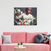 Frederic Bazille - Junge Frau mit Peonies Leinwanddruck (Insitu (Wohnzimmer))