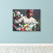 Frederic Bazille - Junge Frau mit Peonies Leinwanddruck (Insitu (Holzboden))