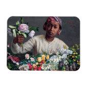 Frederic Bazille - Junge Frau mit Peonies Magnet (Horizontal)