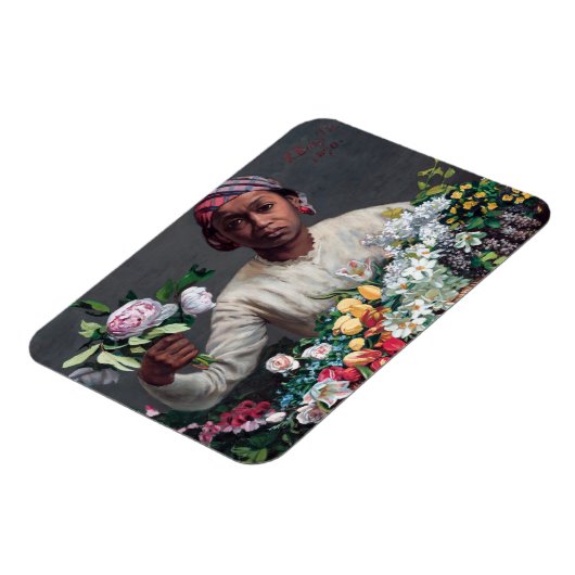 Frederic Bazille - Junge Frau mit Peonies Magnet (Linke Seite)