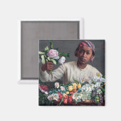 Frederic Bazille - Junge Frau mit Peonies Magnet (Vorderseite/Rückseite)