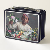 Frederic Bazille - Junge Frau mit Peonies Metall Brotdose (Rückseite)