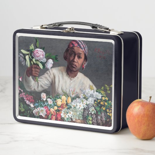 Frederic Bazille - Junge Frau mit Peonies Metall Brotdose (Beispiel)