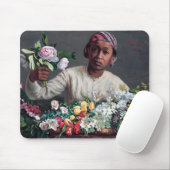 Frederic Bazille - Junge Frau mit Peonies Mousepad (Mit Mouse)