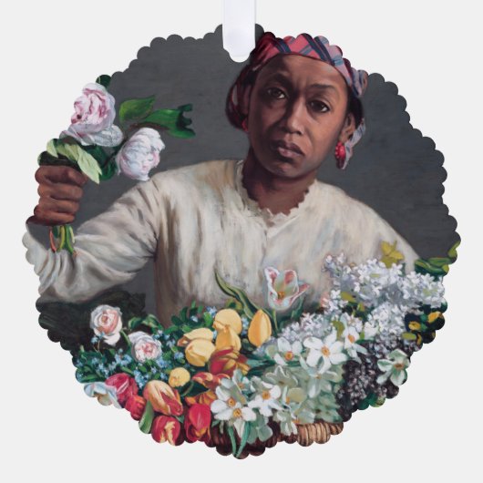 Frederic Bazille - Junge Frau mit Peonies Ornament Karte (Vorderseite)