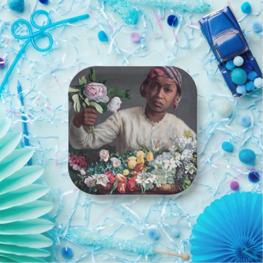 Frederic Bazille - Junge Frau mit Peonies Pappteller (Party)