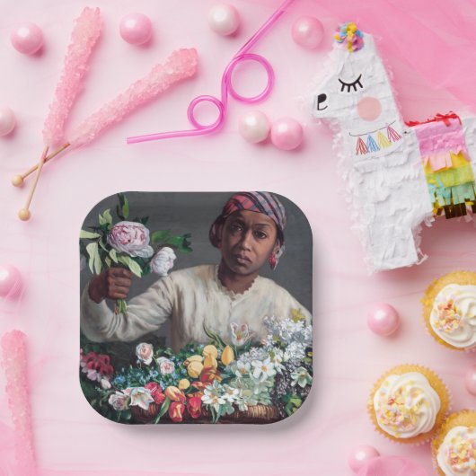 Frederic Bazille - Junge Frau mit Peonies Pappteller (Party)