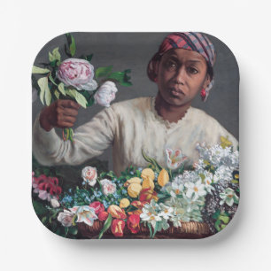 Frederic Bazille - Junge Frau mit Peonies Pappteller