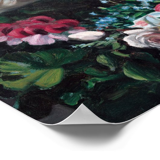 Frederic Bazille - Junge Frau mit Peonies Poster (Ecke)