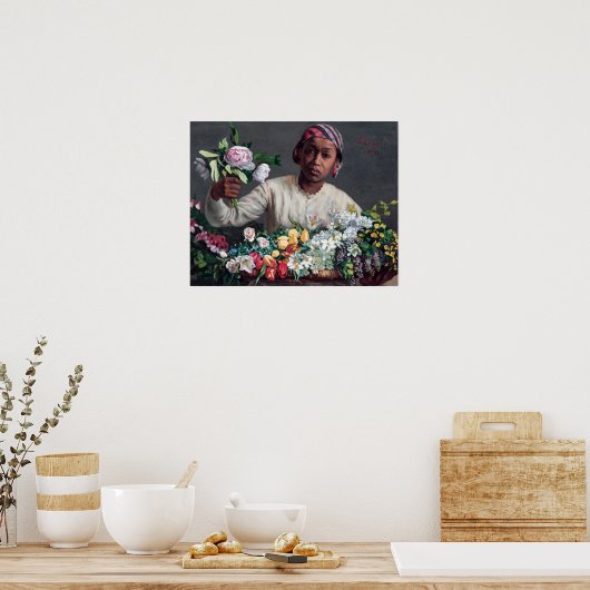 Frederic Bazille - Junge Frau mit Peonies Poster (Küche)
