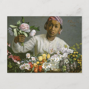 Frederic Bazille - Junge Frau mit Peonies Postkarte