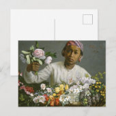 Frederic Bazille - Junge Frau mit Peonies Postkarte (Vorne/Hinten)
