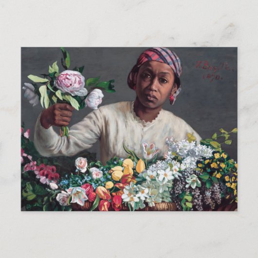 Frederic Bazille - Junge Frau mit Peonies Postkarte (Vorderseite)