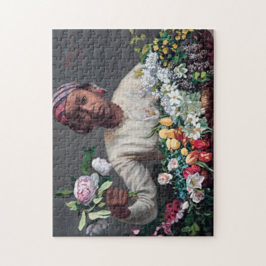 Frederic Bazille - Junge Frau mit Peonies Puzzle (Vertikal)