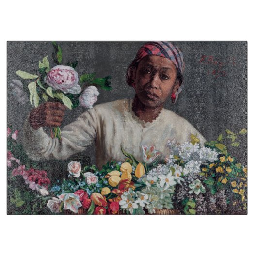 Frederic Bazille - Junge Frau mit Peonies Schneidebrett (Vorderseite)