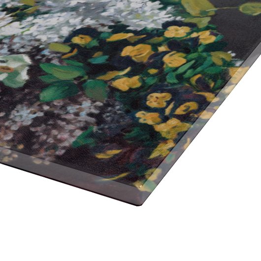 Frederic Bazille - Junge Frau mit Peonies Schneidebrett (Ecke)