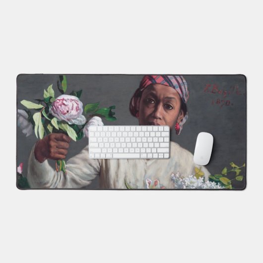 Frederic Bazille - Junge Frau mit Peonies Schreibtischunterlage (Tastatur & Maus)