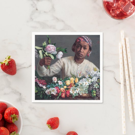 Frederic Bazille - Junge Frau mit Peonies Serviette (Beispiel)