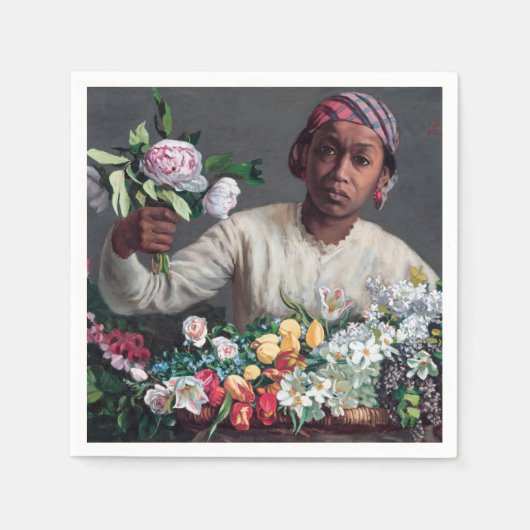 Frederic Bazille - Junge Frau mit Peonies Serviette (Vorderseite)