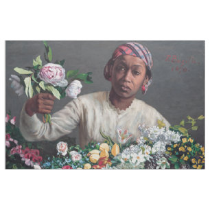 Frederic Bazille - Junge Frau mit Peonies Stoff